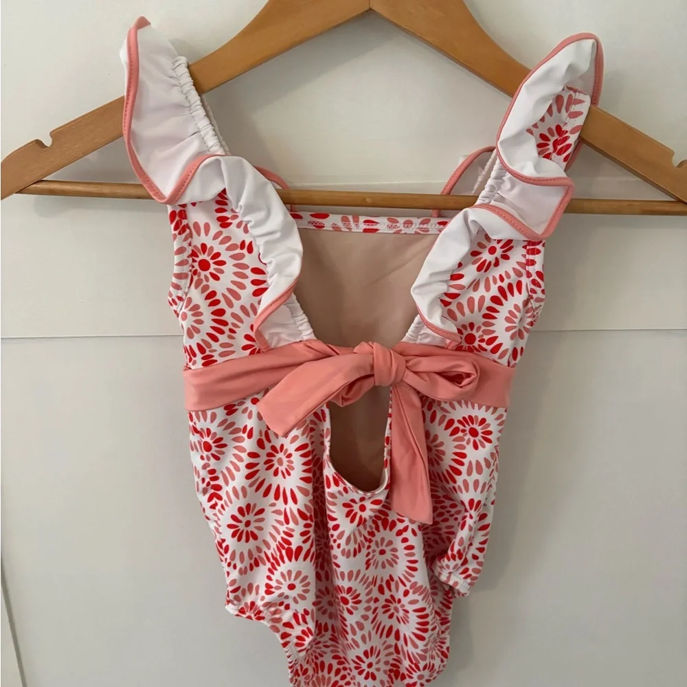 Bella Bliss Girl’s Tie-Back Ruffle Swimsuit. Size 7.